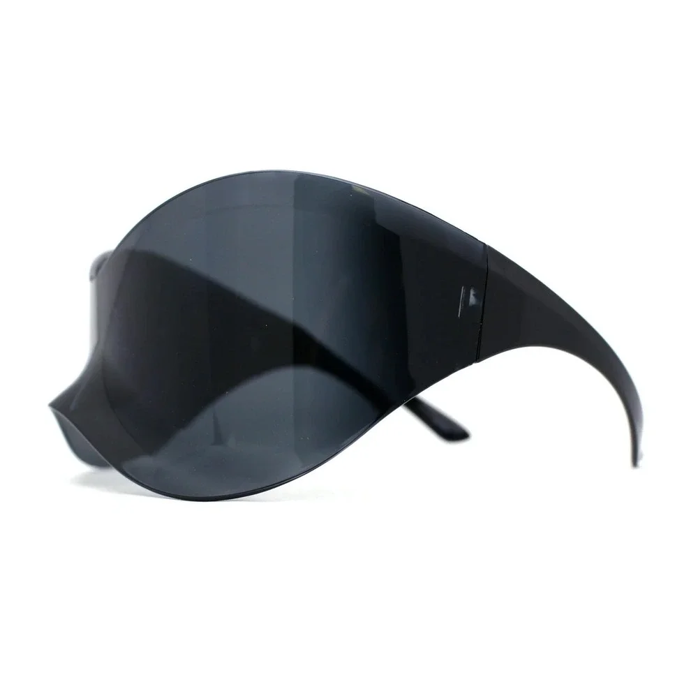 Womens Oversized Shield Sunglasses‎ Futuristic Butterfly Visor Black Wrap Shades